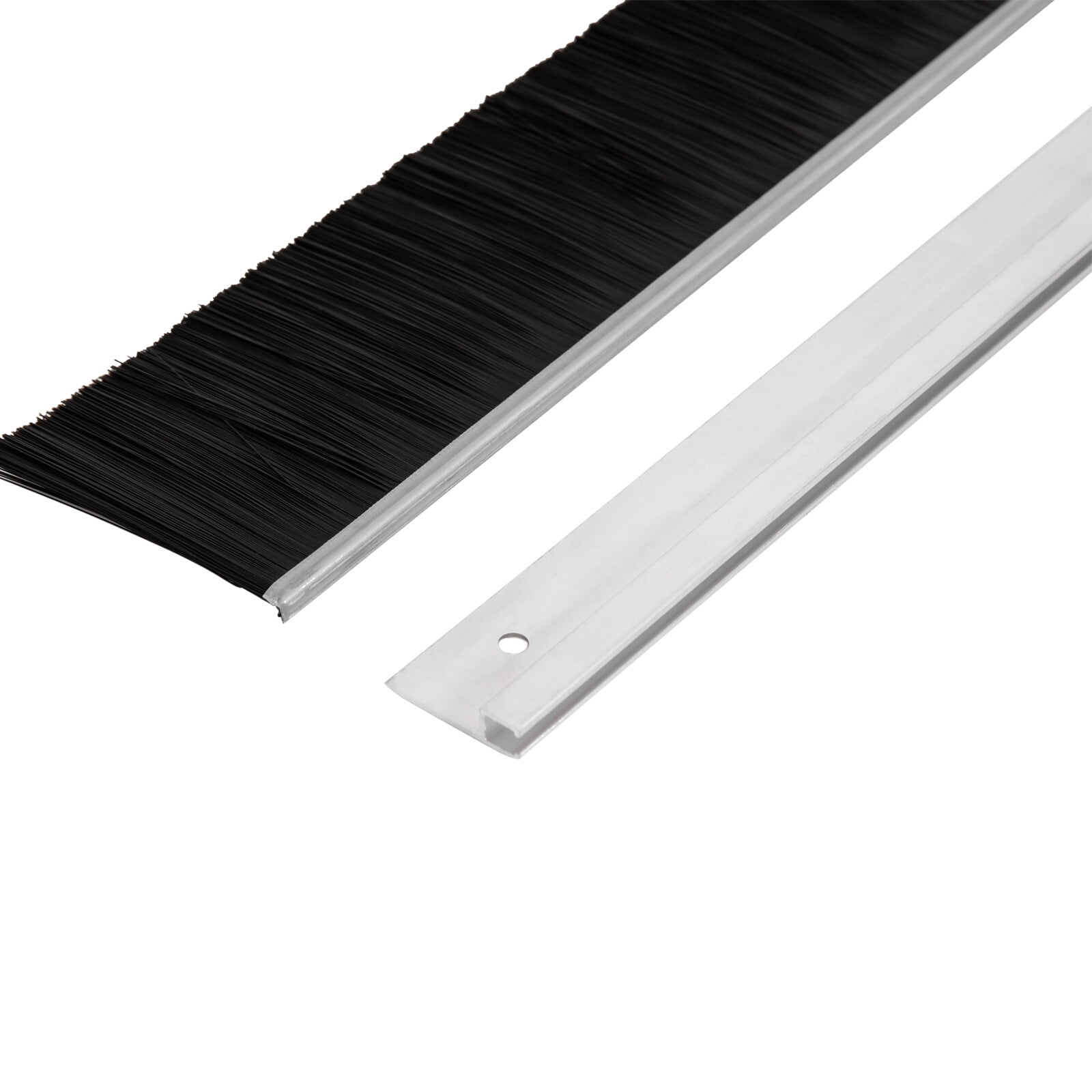 6 Pcs Aluminum Alloy Durable Door Brush Sweep Seal Sliding Door Brush Seal Strip Weather Stripping Easy Mounting, for Home Doors, Store Doors, Club Doors, Restaurant Entrances