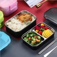 thumbnail image 3 of Fmxomd Stainless Steel Bento Box for Adults, Japanese Leakproof Lunch Box Divided Food Meal Storage Containers Set Stackable 2 Layer for Office Picnic Black, 3 of 8