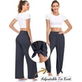 thumbnail image 4 of SMZ Womens Wide Leg Yoga Pants High Waisted Side Slit Joggers Casual Loose Lounge Sweatpants with Pockets, 4 of 5