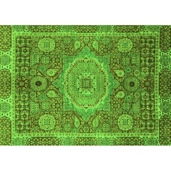 Ahgly Company Indoor Rectangle Abstract Green Modern Area Rugs, 2' x 3'