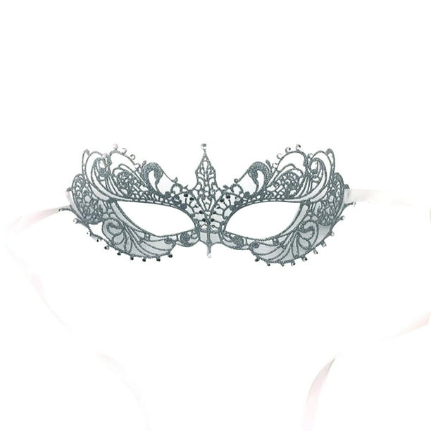 Máscara de ojos venecianos de encaje sexy para mujer con máscara de mascarada de diamantes para fiesta de disfraces de cosplay (plata)