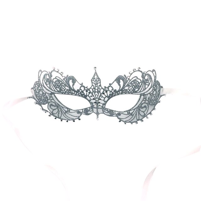 KAKOWELY Antifaz veneciano de encaje sexy para mujer con diamantes para fiesta de disfraces de cosplay (plateado)