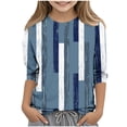 thumbnail image 2 of Frnrwgo Boys Girls' Athletic Shirts & Tees Blue 3/4 Sleeve Crewneck T Shirt Lightweight Casual School Fashion Daily Spring Summer Shirt 3-12, 2 of 5