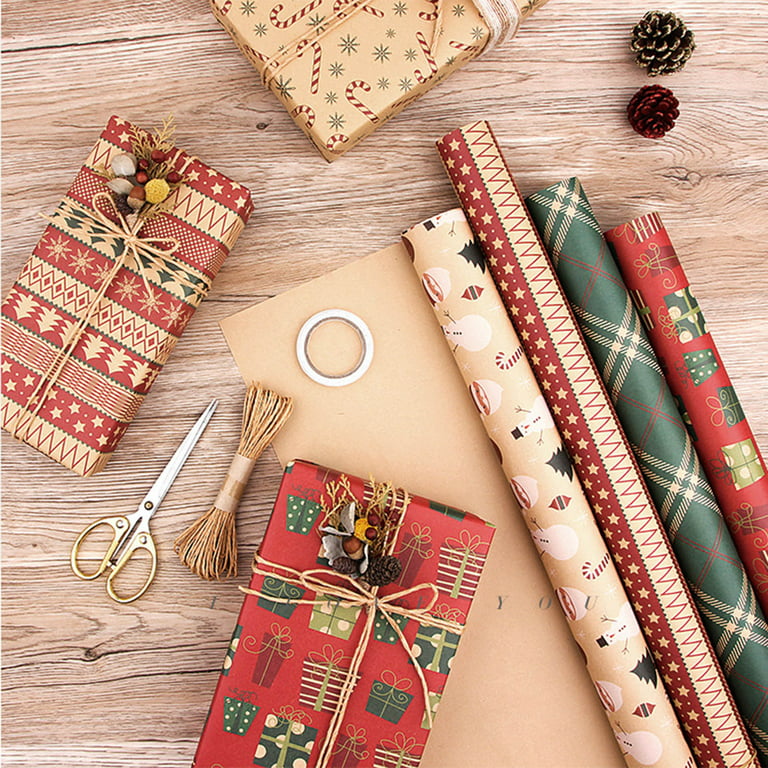 LSLJS Christmas Wrapping Paper Clearance, Christmas Gift Wrapping Paper,  Kraft Paper 20x 30 Folded Xmas Wrapping Paper Rolls for Gift Wrapping,  Book Cover 