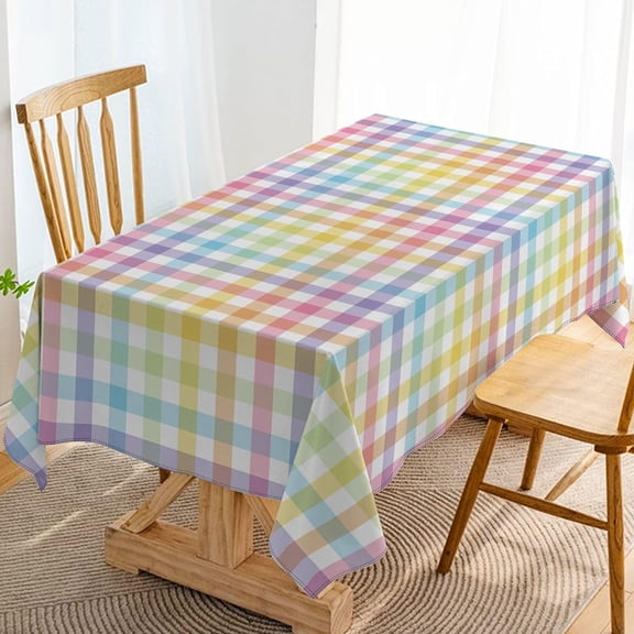 Easter Buffalo Check Plaid Tablecloth Gingham Spring Party Decoration Rustic Kitchen Dining Room Table Cover (60" x 104")