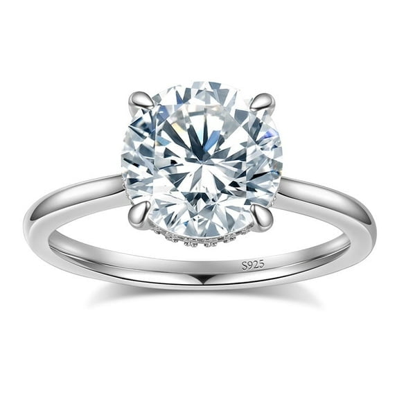 Aurora&Fiori 1.5CT Round Moissanite Engagement Rings for Women,S925 Sterling Silver,18K White Gold Plated