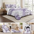 thumbnail image 6 of Quilts Full Size, Coastal Shell Purple Soft Comforter Bedding Set for Bed, Summer Ocean Shell Beach Lightweight Quilted Bedspread with Pillow Cover(2 Pieces) for All Season, 78x90 Inch, 6 of 9