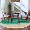 thumbnail image 3 of Round Rugs 5Ft, Geometric Green Round Area Rug Washable Indoor Throw Carpet, Ocean Wave Stripes Modern Abstract Beach Soft Non Slip Circle Rug for Cabinet Bathroom Home Decor Aesthetic, 3 of 8