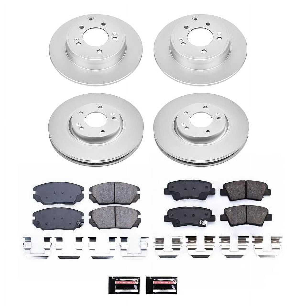 PowerStop Front and Rear Geomet Coated Brake Rotor and Pad Kit Fits: HYUNDAI Select Models CRK9061