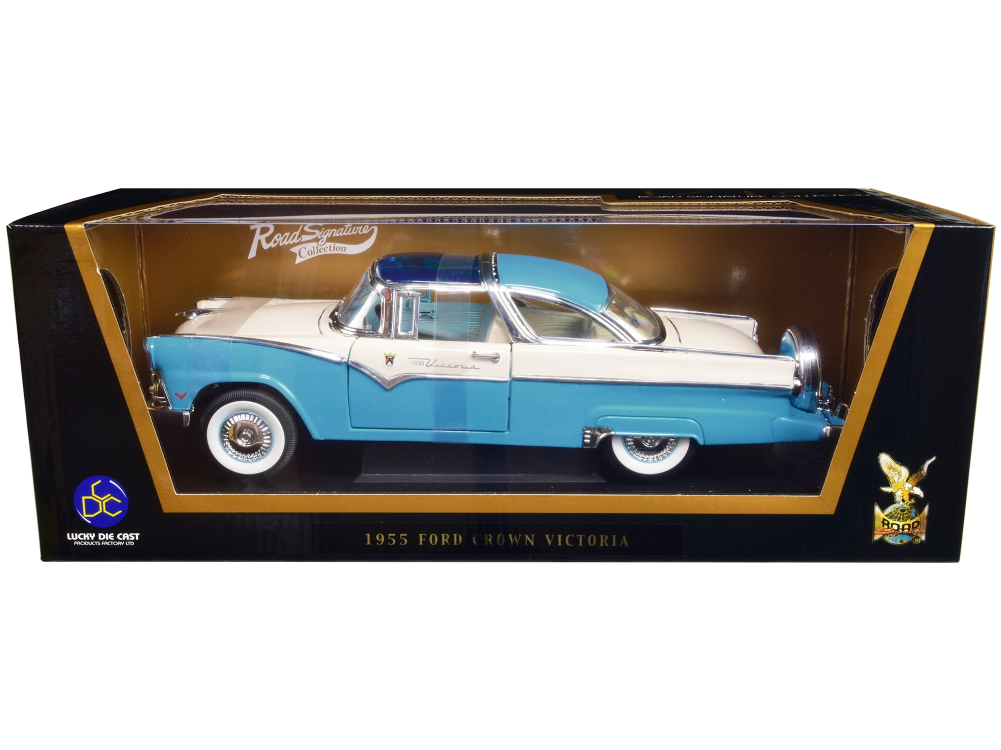 1955 Ford Crown Victoria Light Blue and White 1/18 Diecast