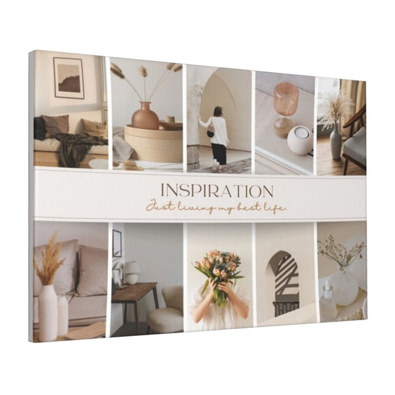 Custom Canvas Prints Neutral Aesthetic Boho Inspiration Personalized Photo Image Collage DIY Framed Kit Wall Art Picture Room Decor 16x20 inch