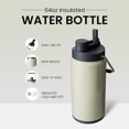 thumbnail image 2 of Termos para Agua de 2 Litros(64 onzas) con Asa y Popote, Botella de Agua de Acero Inoxidable con Pastillero para Gimnasio, Mantiene Frío o Caliente（Gris）, 2 of 4