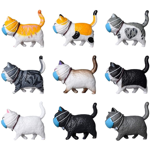 Paquete de 9 imanes de nevera con máscara de gato, lindo gato con imanes de máscara para nevera, decoración de cocina, decoración de nevera, adorno de gato para pizarra blanca, nevera, mapa, notas, calendario, foto, oficina Sailing Electrónica