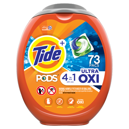 Tide PODS Ultra Oxi Liquid Laundry Detergent Pacs, 73 count (Packaging May (Best Brand Soap Nuts)