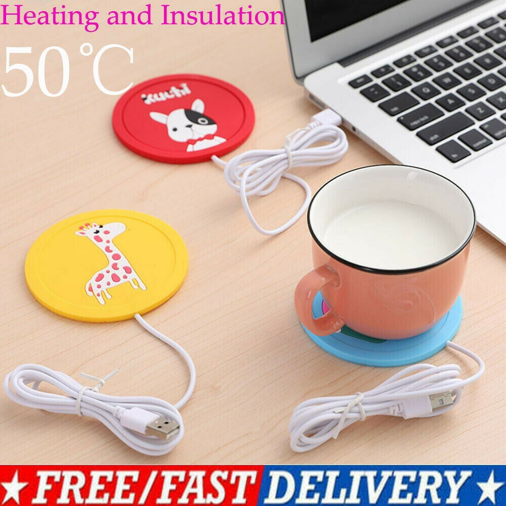 White Electronic Warmer Office Tea Coffee Cup Mug Warmer Mat Heating Cup Mat Pad Coaster for Beverage Drink