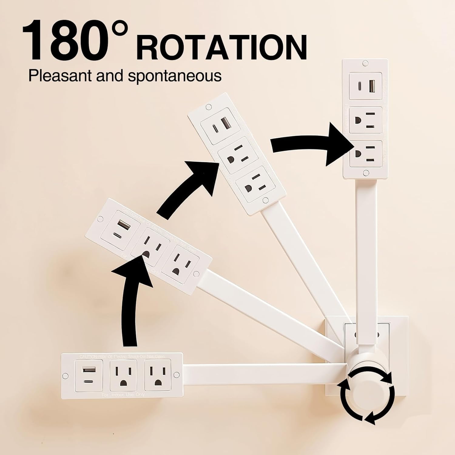 Electrical Outlet Extender Features USB-A, USB-C, and 2 AC Electrical Outlet Extender Stick for Hard to Reach Spaces Extends 22"-34", Rotates 180°. Use Behind Couches, Nightstands, Desks, and More