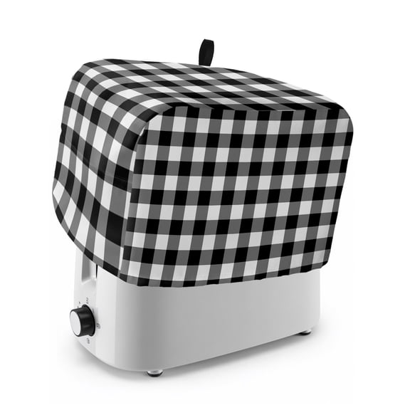 Toaster Cover 4 Slice, Black White Plaid Dustproof Bakeware Oven Protector with Top Hook, Gradient Geometric Buffalo Checkered Waterproof Small Kitchen Appliance Toasters Dust Cover, 12"x11"x8"