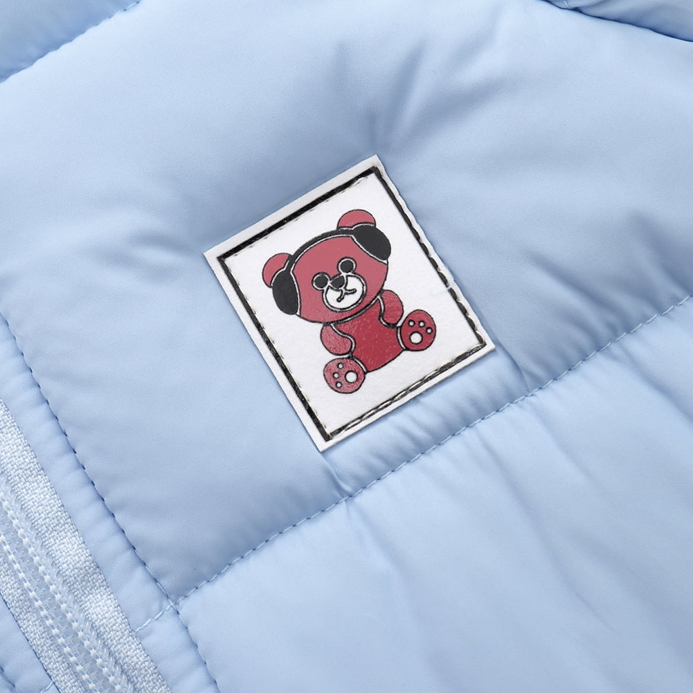 SYNPOS 0-18Months Winter Infant Baby Boys Girls Snowsuit Romper Bear Ears Hooded Outwear Zipped One Piece Toddler Fleece Lined Jumpsuit Down Coat