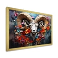 thumbnail image 2 of Designart "Grey Floral Portrait of Goat in Colorful Style I" Animals Framed Wall Art Decor - Modern Farmhouse Red Goat Bedroom Framed Canvas Wall Art, 2 of 6