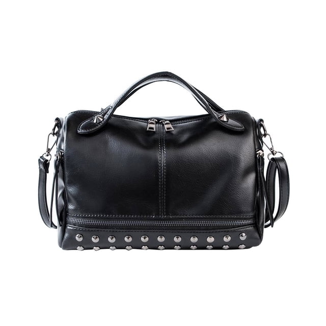 Fashion Crossbody Bag Rivet Handbag Creative Shoulder Bag for Women Ladies (Black)