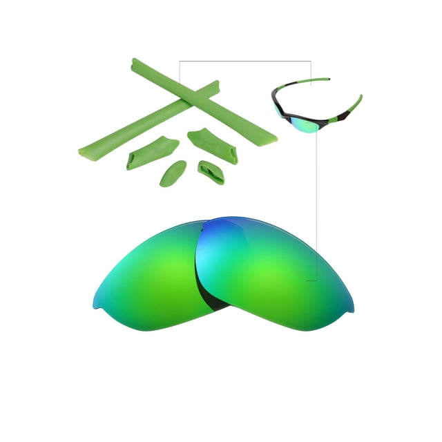 Walleva Emerald Polarized Lenses And Green Rubber Kit For Oakley Half Jacket Sunglasses