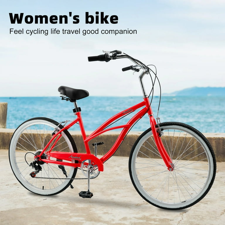 Road Bikes ACEGER 26 Inch Beach Cruiser Bike For Women, Single