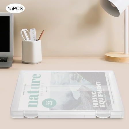 Document Organizer Box,15 Boxes Paper Storage Box Office Accessory PP Clear Snap-tight Design File Box