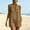 Khaki, variant on Women's Solid Sleeveless Halter Collar Relaxed Wide Leg Hemp Blend Beach Vacation Jumpsuit Sky Blue XXL(XXL)