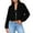Black1, variant on Diufon Crop Sweatshirts for Women Fuzzy Fleece Long Sleeve Zip Up Jackets High Neck Fall Fashion Clothes