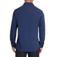 thumbnail image 3 of Camisa de vestir de negocios de manga larga con botones para hombre, color sólido, elástico, azul marino, 3 of 5