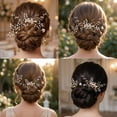 thumbnail image 6 of MIALLO Gold Pearl Hair Side Comb with 3 Matching Pins, Rhinestone Hair Piece for Prom & Evening Party, Elegant Hair Jewelry for Women, 6 of 8