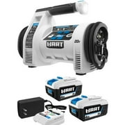 HART 20V Dual Function Inflator with 2-Pack 4AH Battery Kit Bundle