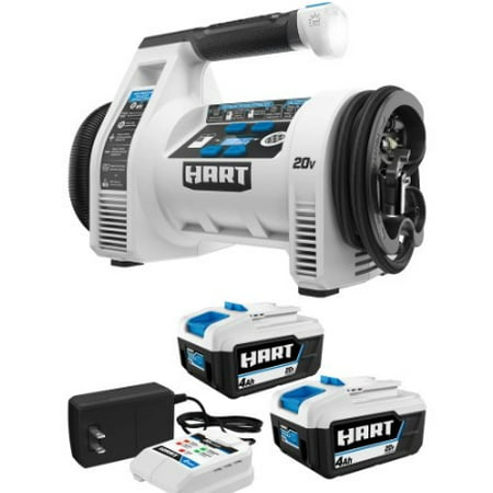 HART 20V Dual Function Inflator with 2-Pack 4AH Battery Kit Bundle