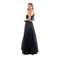 thumbnail image 2 of SAY YES TO THE PROM Womens Navy Zippered Embellished Lined Mesh Tulle Padded Sleeveless Asymmetrical Neckline Full-Length Formal Gown Dress Juniors 1, 2 of 3