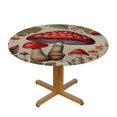 thumbnail image 3 of JEUXUS Mushroom Round Tablecloth - Waterproof Fabric Table Cloth Protector, Farmhouse Vegetables Teal Botanical Burlap Tablecloths Washable Table Cover for Kitchen Banquet Coffee Table Outdoor Party, 3 of 7