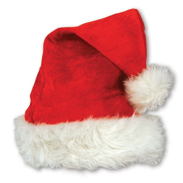Chapeau de Père Noël en Velours avec Garniture en Peluche (Pack de 12)