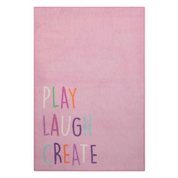 Delta Children Kids Play/Laugh/Create Rectangle Area Rug, 39-Inch x 59-Inch, Pink