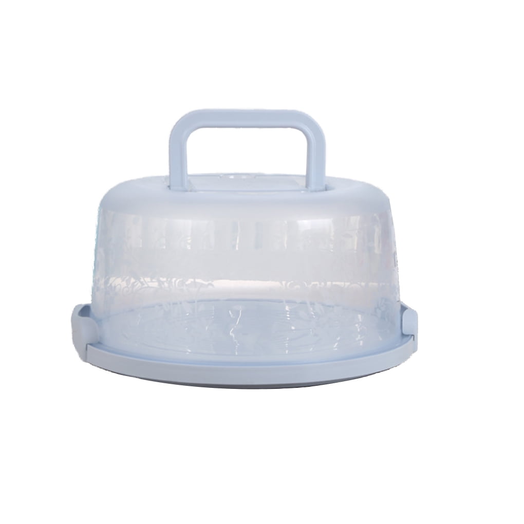 Assorted Colors Yosoo Portable Round Clear Cake Caddy Carrier Storage Container Server with Locking Lid and Handle 10 Inch Wide blue 