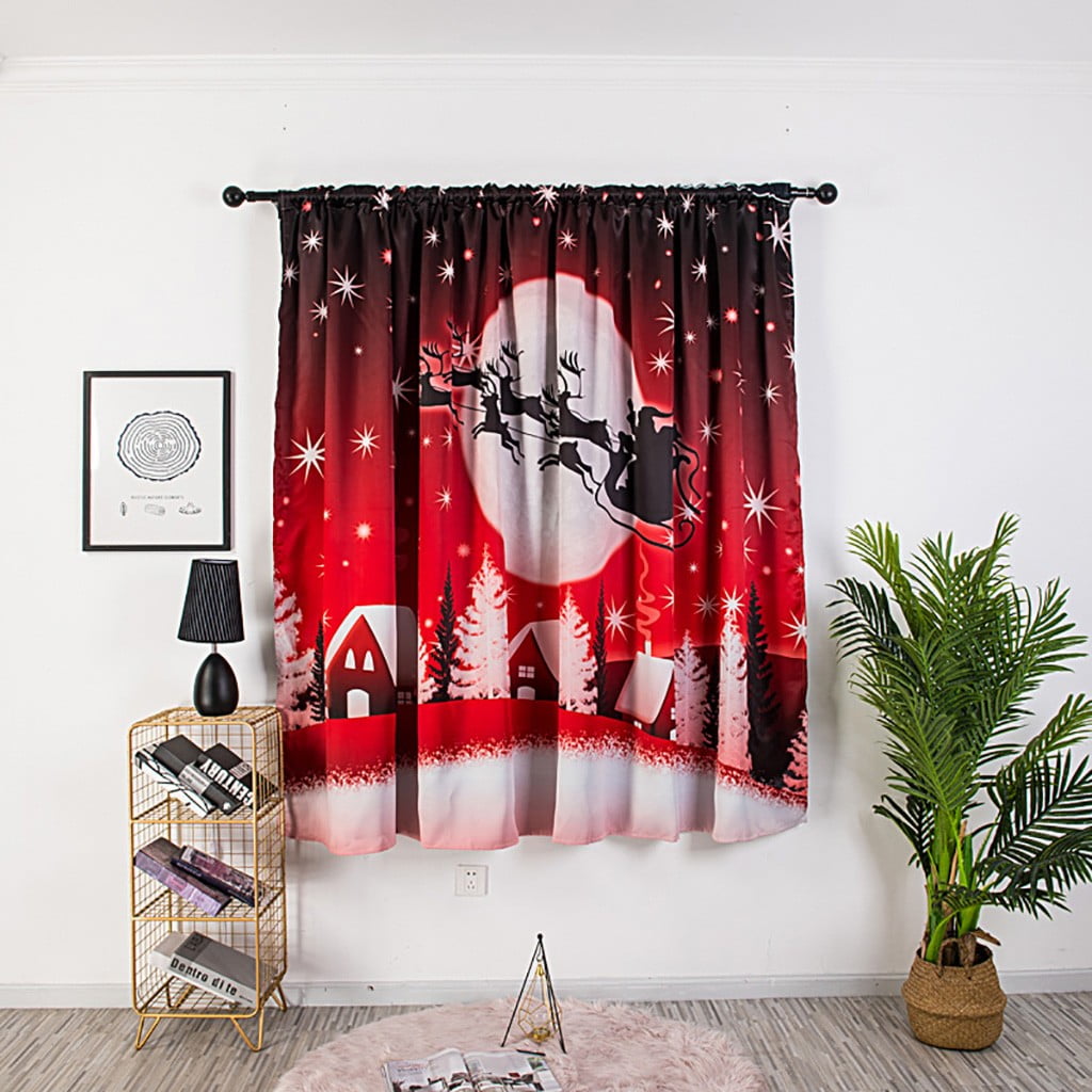 Christmas Curtain Tulle Window Treatment Voile Drape Valance 1 Panel