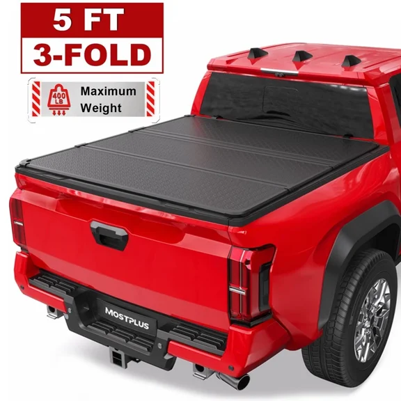 Open Box Hard Bed Tonneau Cover 5FT Tri-Fold for 2005-2015 Toyota Tacoma Truck W/ Lamp