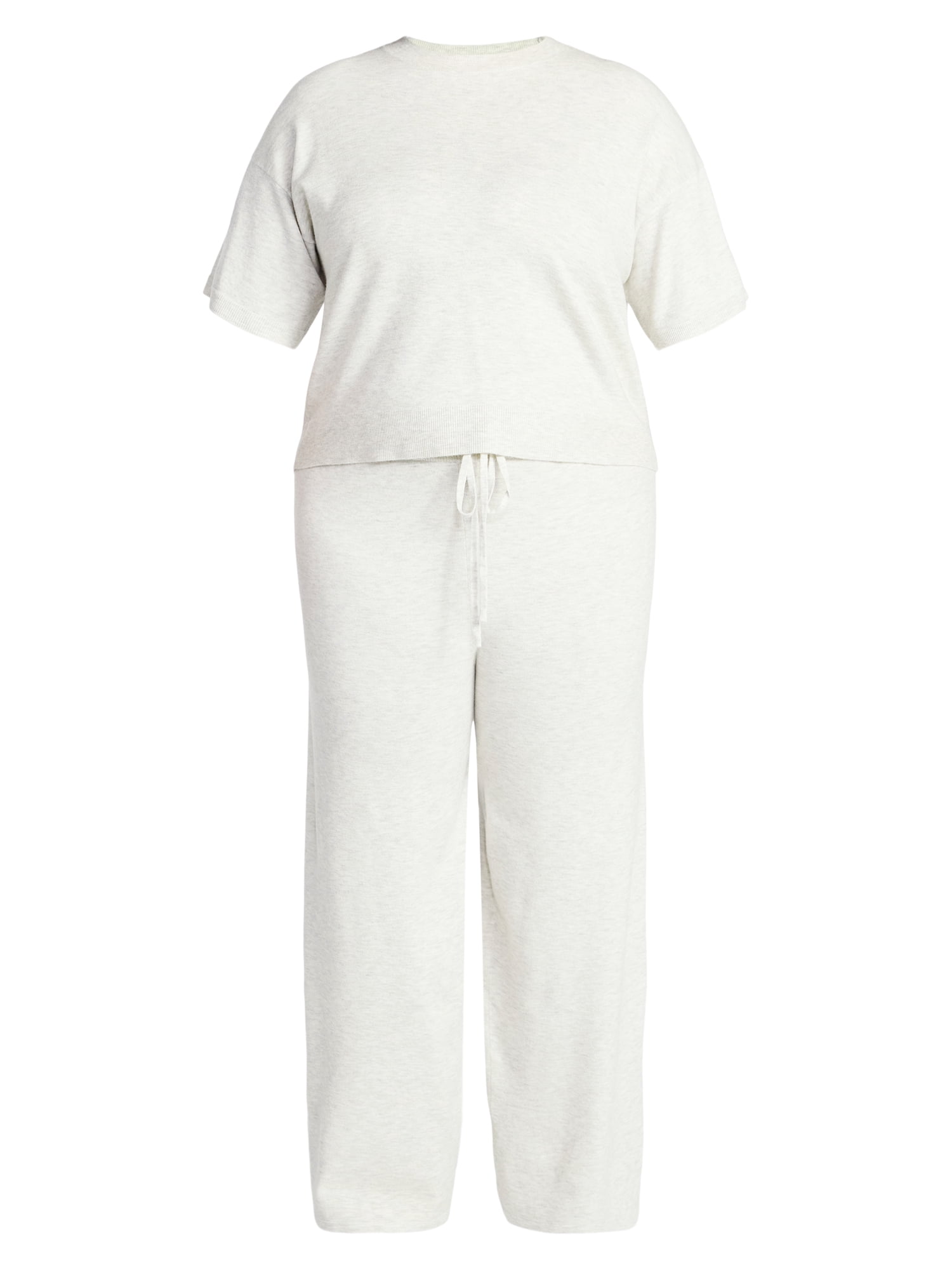 Terra & Sky Women’s Plus Short Sleeve Sweater and Pants, 2-Piece Matching Set, Sizes 0X-4X