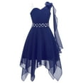 thumbnail image 2 of Aislor Kids Girl One Shoulder Wedding Bridesmaid Asymmetrical Fomal Dress 6-16 Navy Blue 6, 2 of 7