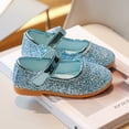 thumbnail image 4 of GiLiling Girls Mary Jane Flats, Glittery Sequin Upper Adjustable Strap, Soft Non-Slip Sole Sandals for Parties Weddings (Blue, 10.5-11 Years), 4 of 7