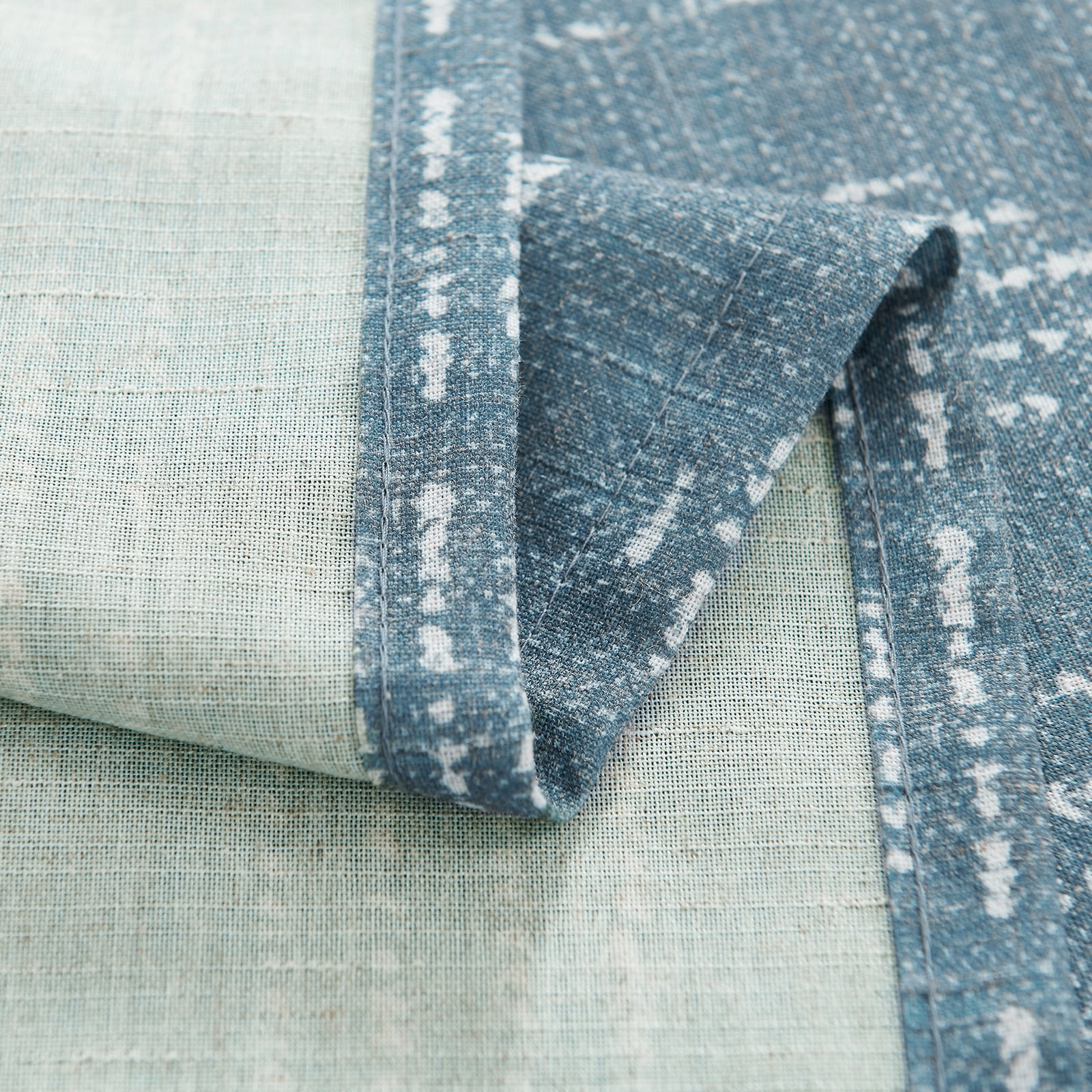 Curtainking Blue Linen Blend Curtains Geometric Striped Light Filtering Farmhouse Grommet Curtains for Living Room 96 Inch Pack of 2