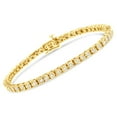 thumbnail image 2 of Original Classics 10K Yellow Gold Plated .925 Sterling Silver 1.0 Cttw Womens Miracle-Set Diamond Round cut Box Clasp Illusion Faceted Bezel Tennis Bracelet (I-J Color, I3 Clarity) - 9", 2 of 9