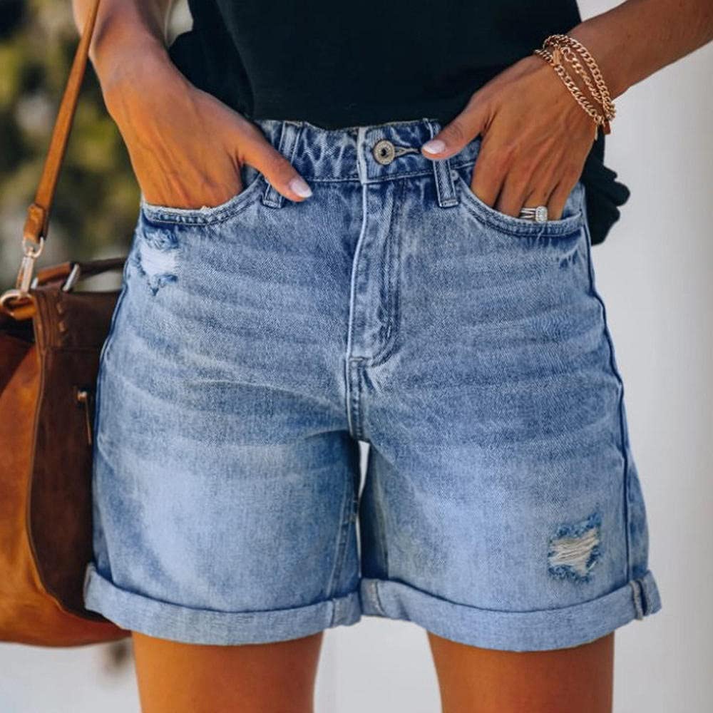 Summer High Waist Denim Shorts Women 