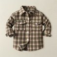 thumbnail image 2 of PINQI Toddler Boys Girls Shirt Coat Jacket Plaid Long Sleeve Kids Turn Down Collar Button Tops with Pocket Outwear for Girls Boys Spring Fall(F-1,5-6 Years), 2 of 8