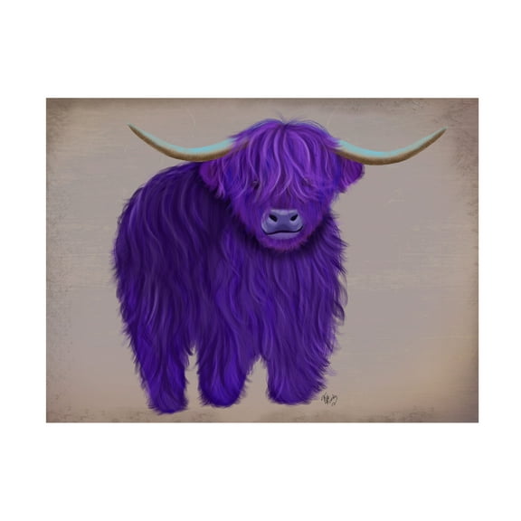 Fab Funky 'Highland Cow 5 Purple Full' Canvas Art