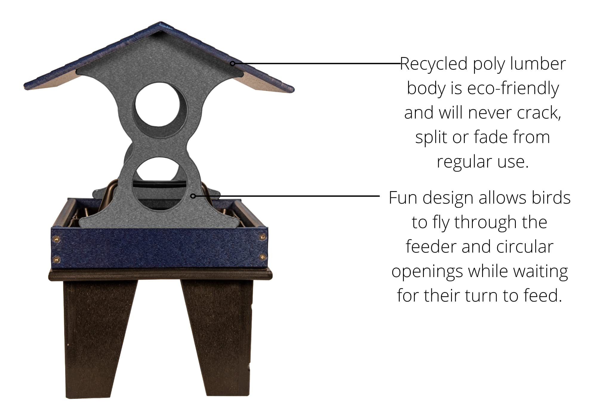 JCs Wildlife Ground Fly Thru Bird Feeder (Medium, Blue and Gray)