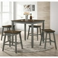 thumbnail image 2 of Furniture of America Popla Wood 5pc Counter Dining Set, Light Gray, 2 of 4